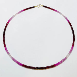 Shaded Ruby Heishi Cut Necklace