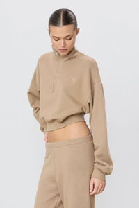 Cropped Half Zip Sweatshirt