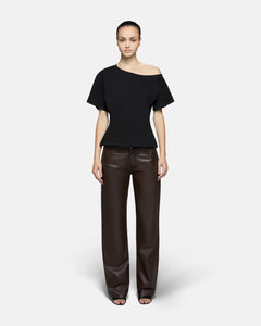 Low Rise Baggy Chocolate Leather