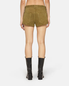 Portman Low Rise Short Olive Suede