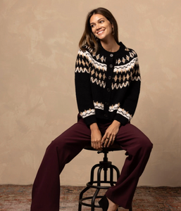 Calista Fair Isle Cardigan Black