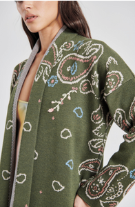 Military Green Bandana Cardigan