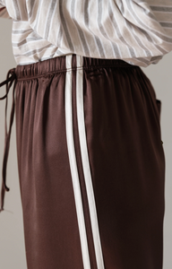 Silk Stripe Crop Pant-Espresso