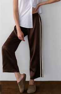 Silk Stripe Crop Pant-Espresso